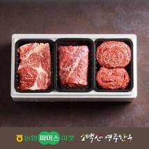 [소백산영주한우]냉장 실속 정육혼합5호 등심/불고기/국거리(양지) / 1.2kg