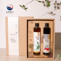 국산 저온압착 들기름 만능고추간장 300ml 2병 선물세트 [ 농부플러스 ]