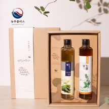 국산 저온착유 들기름 다시마식초 300ml 2병 선물세트 [ 농부플러스 ]