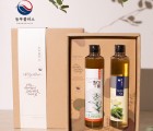 국산 저온착유 참기름 다시마식초 300ml 2병 선물 세트 [ 농부플러스 ]